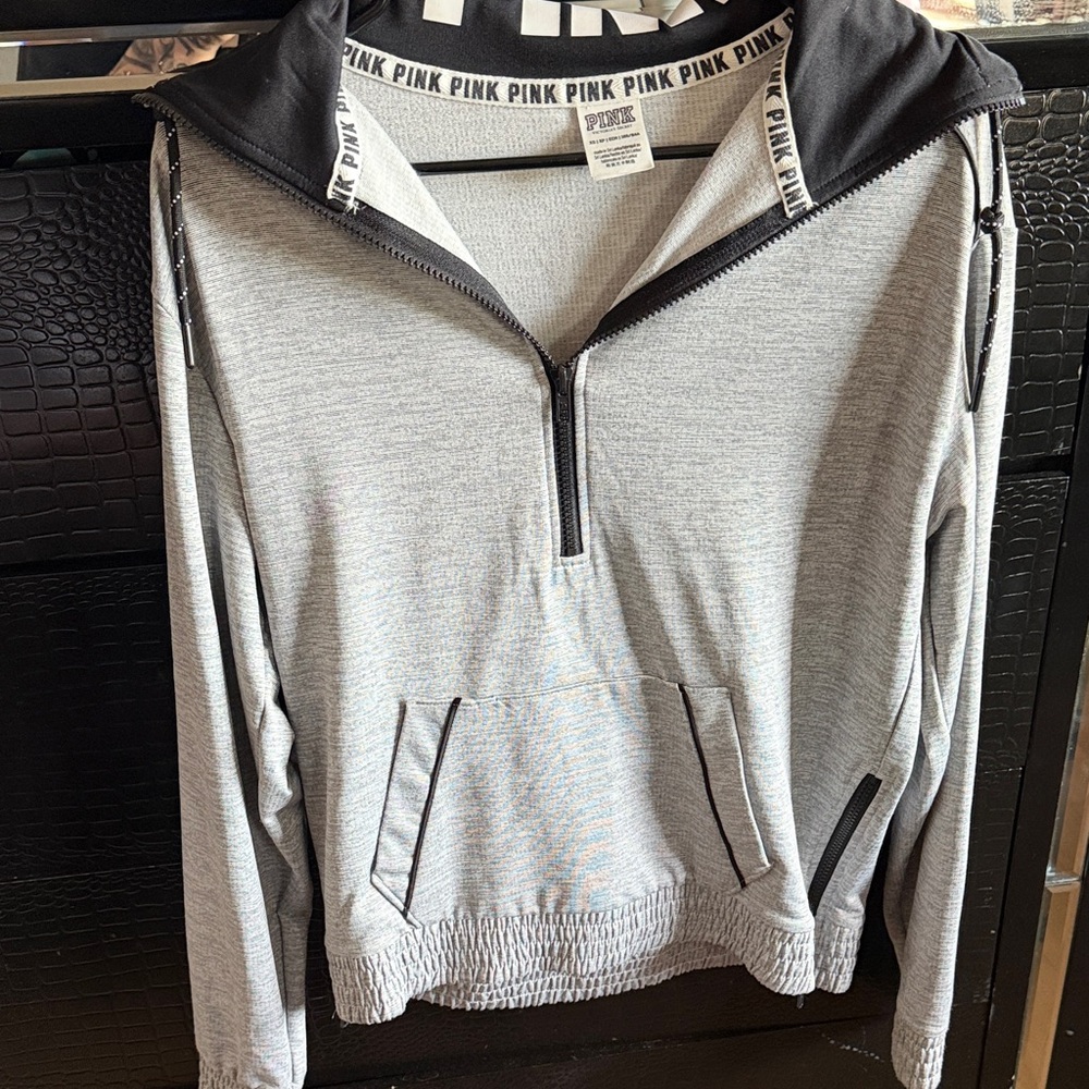 Victoria's Secret Gray and Black Zip-Up Sweater